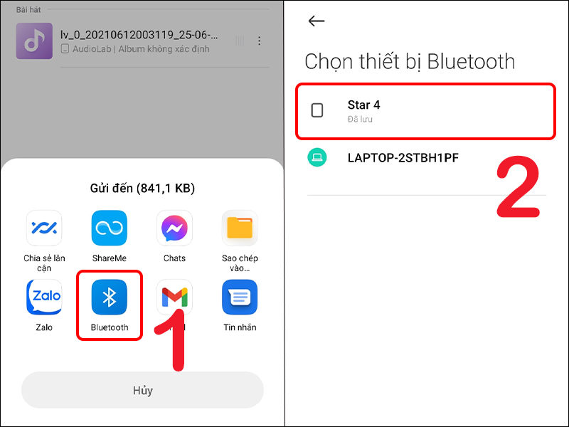 Chia sẻ bài hát qua Bluetooth